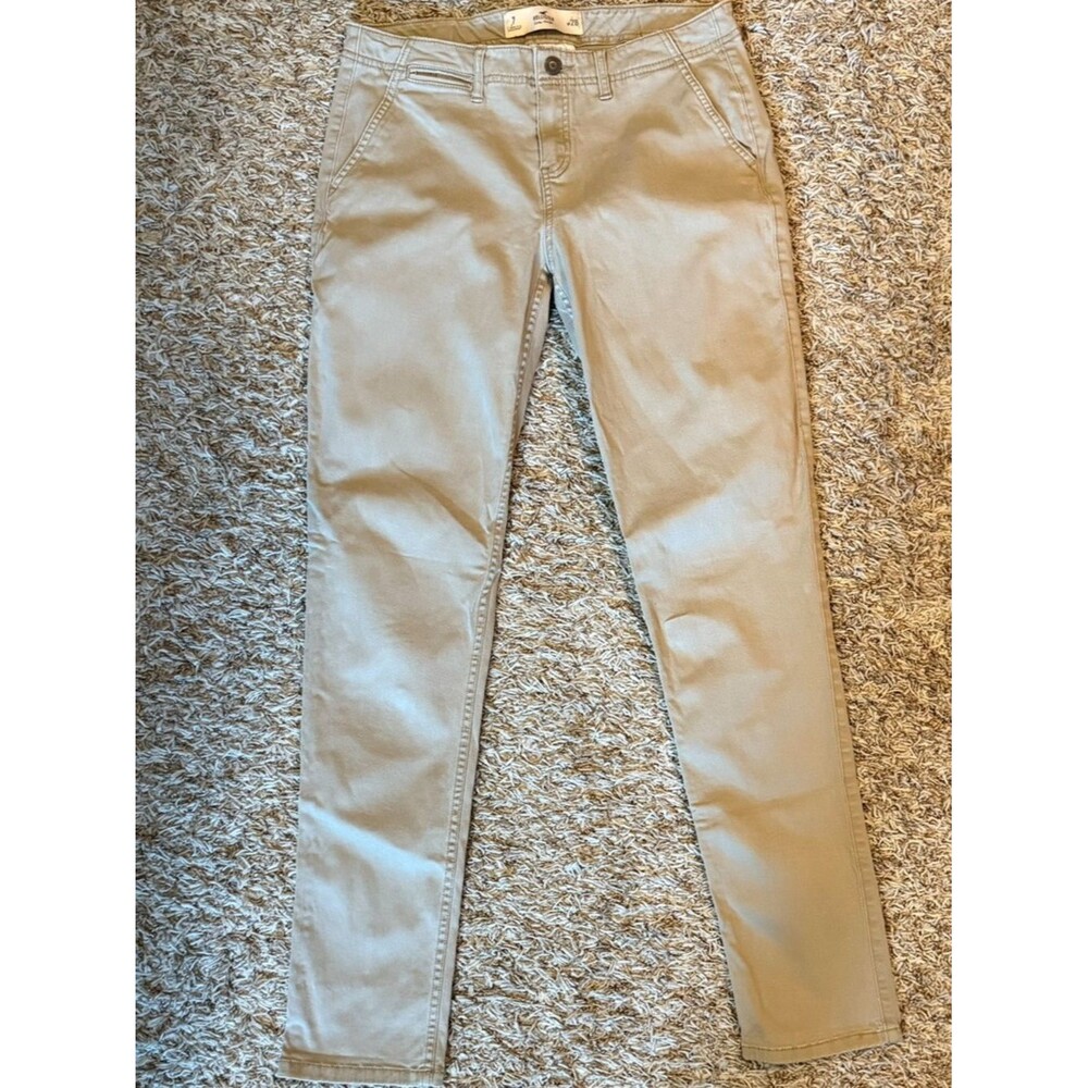 Hollister Low Rise Khaki Chino Pants Womens Juniors 7 W28 Slim Fit Beige Casual - Picture 2 of 6